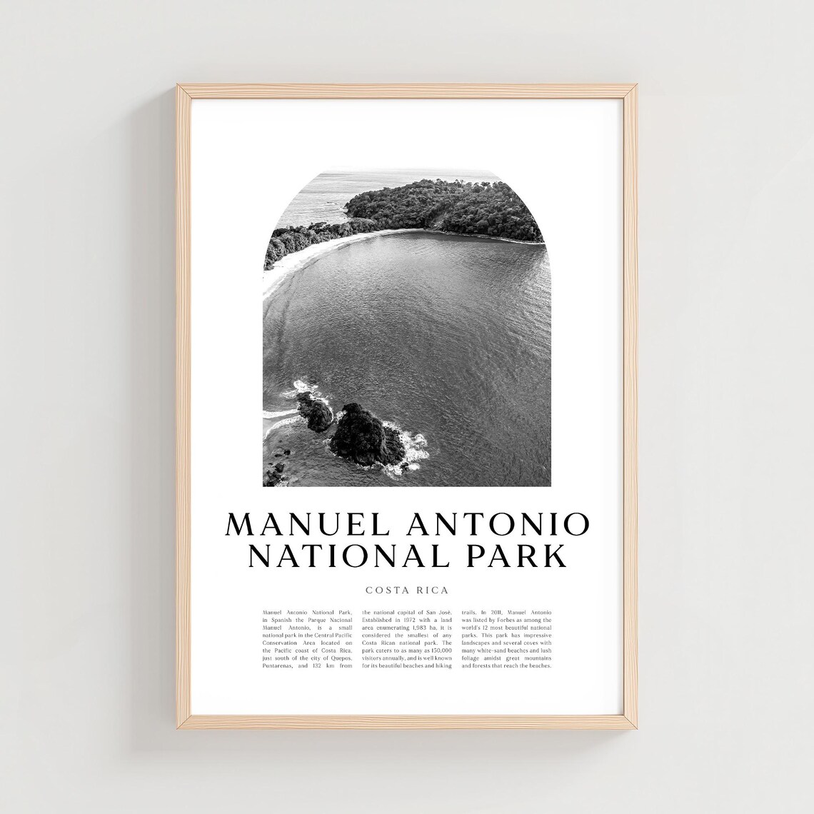 Manuel Antonio Park Costa Rica Aerial Bay Black White Photo Poster