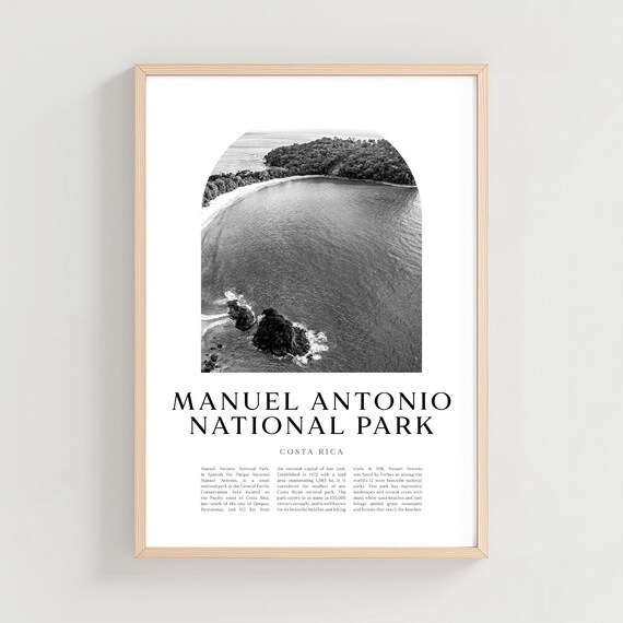 Manuel Antonio Park Costa Rica Aerial Bay Black White Photo Poster