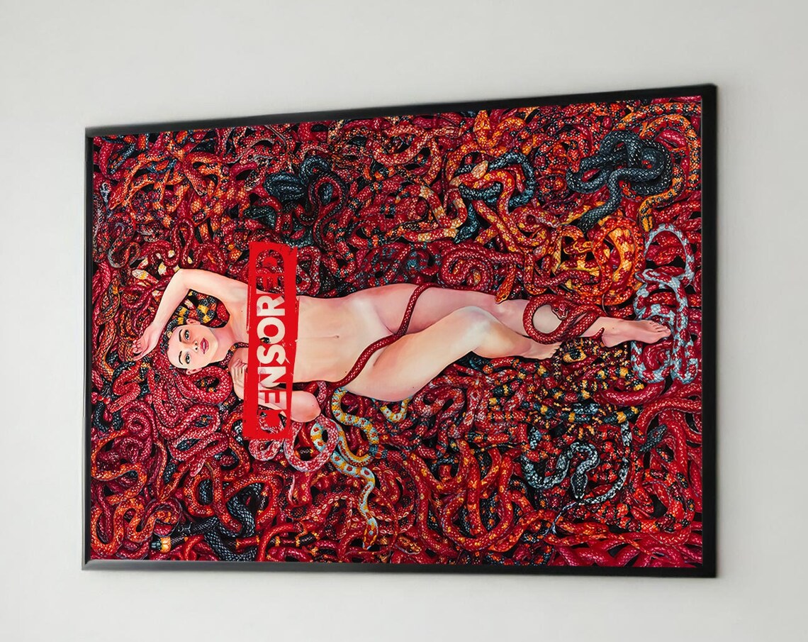 Surreal Erotic Art Print, Bold Modern Bedroom Decor