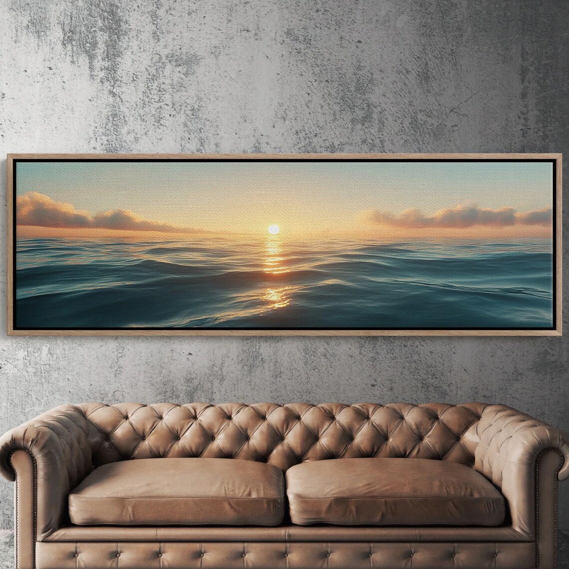 Tranquil Ocean Sunset, Coastal Sea Landscape Art Print