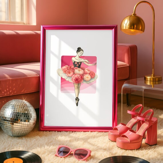 Ballerina Rose Tutu Watercolor Elegant Dance Illustration Poster