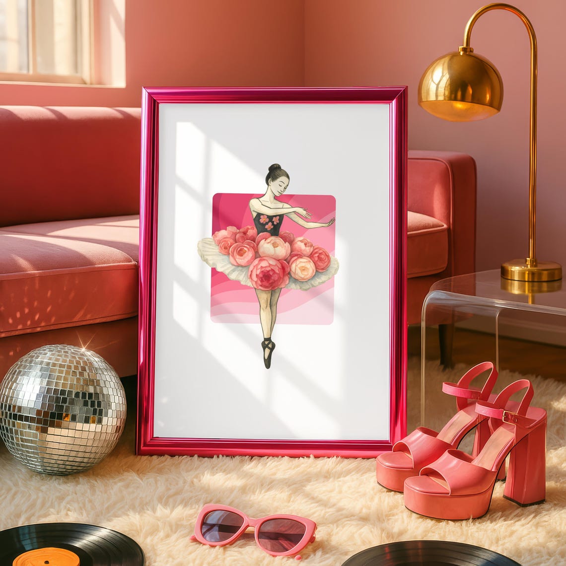 Ballerina Rose Tutu Watercolor Elegant Dance Illustration Poster