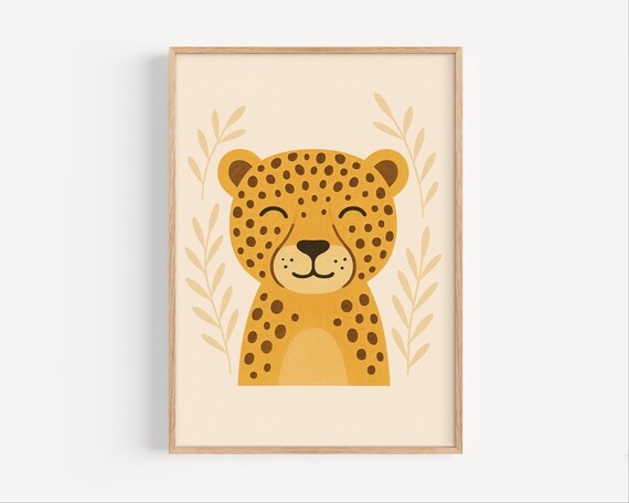 Cheetah Nursery Print Jungle Animal Poster For Baby Room Decor Safari Wall Art Kids