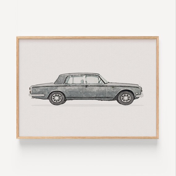 Rolls Royce Silver Shadow Watercolor Classic Luxury Car Art Poster