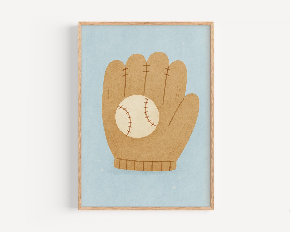Baseball Glove And Ball Kids Sports Nursery Boys Room Art Poster