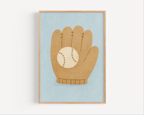 Baseball Glove Poster For Kids Sport Nursery Print Boys Room Decor Baby Boy Sports Art Wall