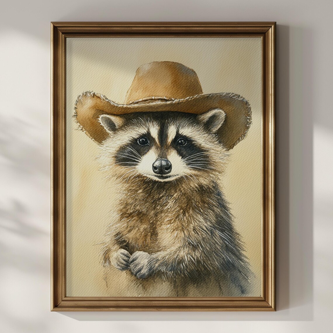 Raccoon Cowboy Hat Funny Animal Nursery Poster