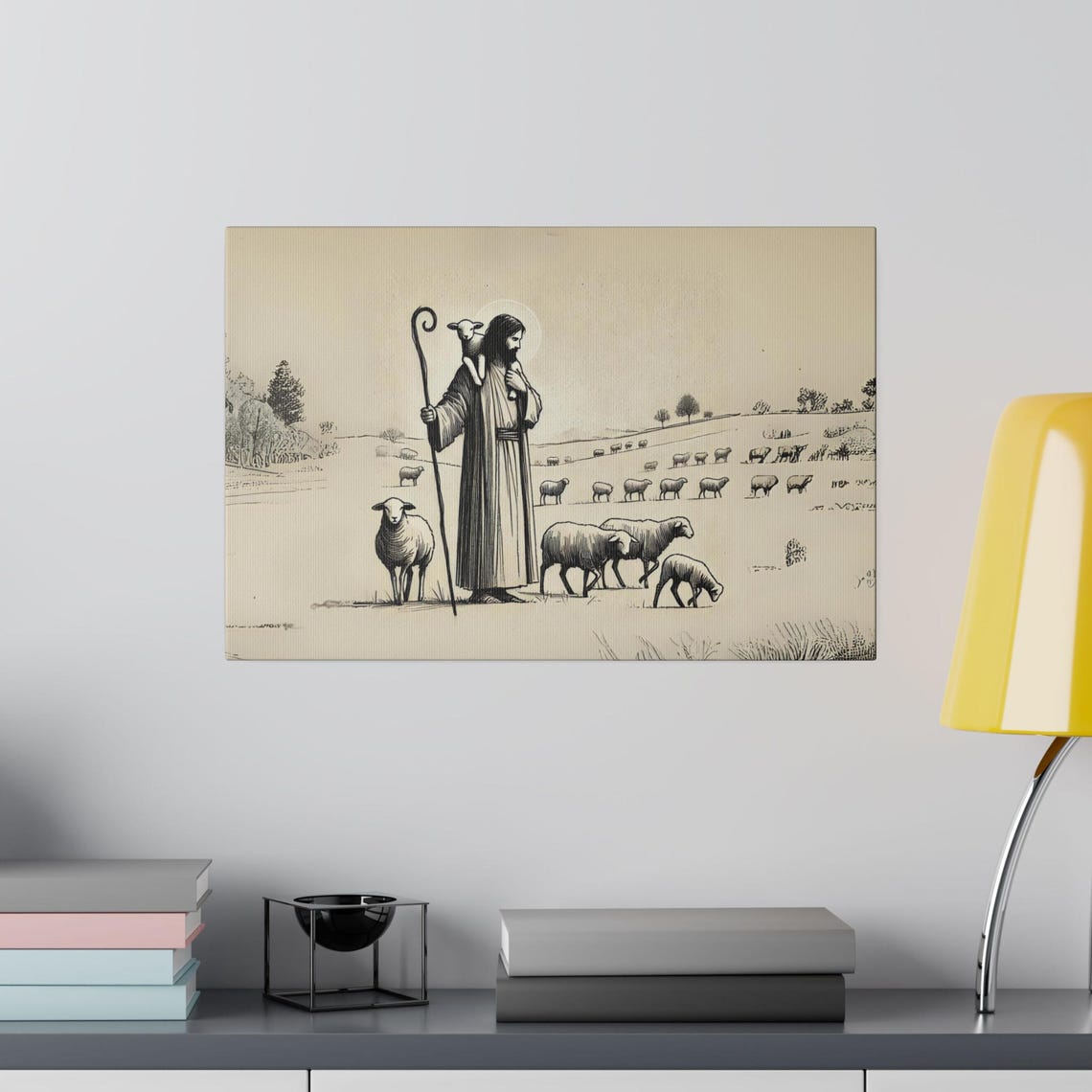 The Good Shepard Minimalist Monochromatic Edition Christian Artwork From Bible Stories Fast Shipping - Image 3