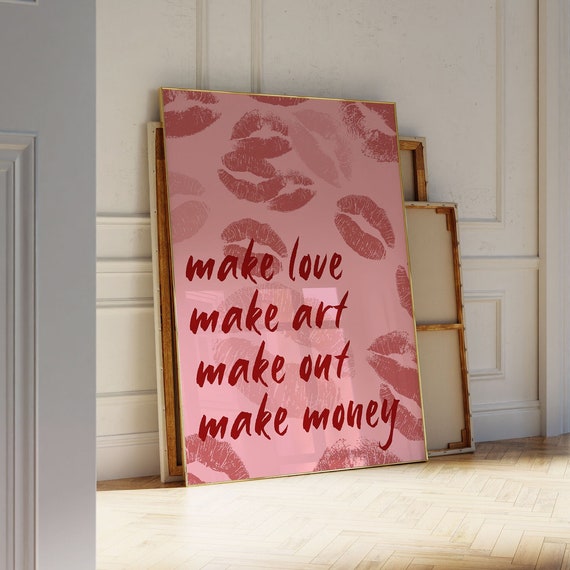 Kiss Print Lips Wall Art Retro Wall Art Trendy Wall Art Teen Girl Room Decor