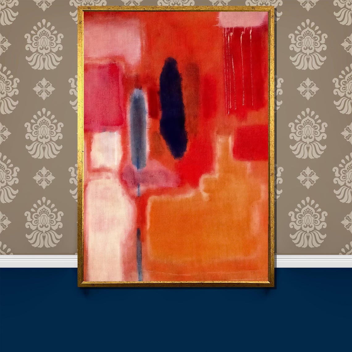Rothko-Style Vibrant Red Orange Blue Abstract Expressionist Poster