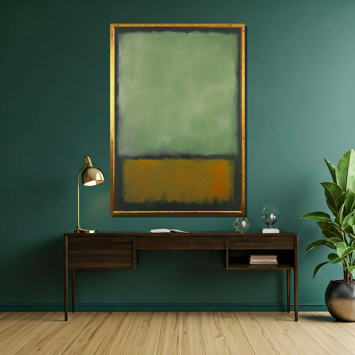 Rothko-Inspired Green And Ochre Abstract Art Print - Image 5