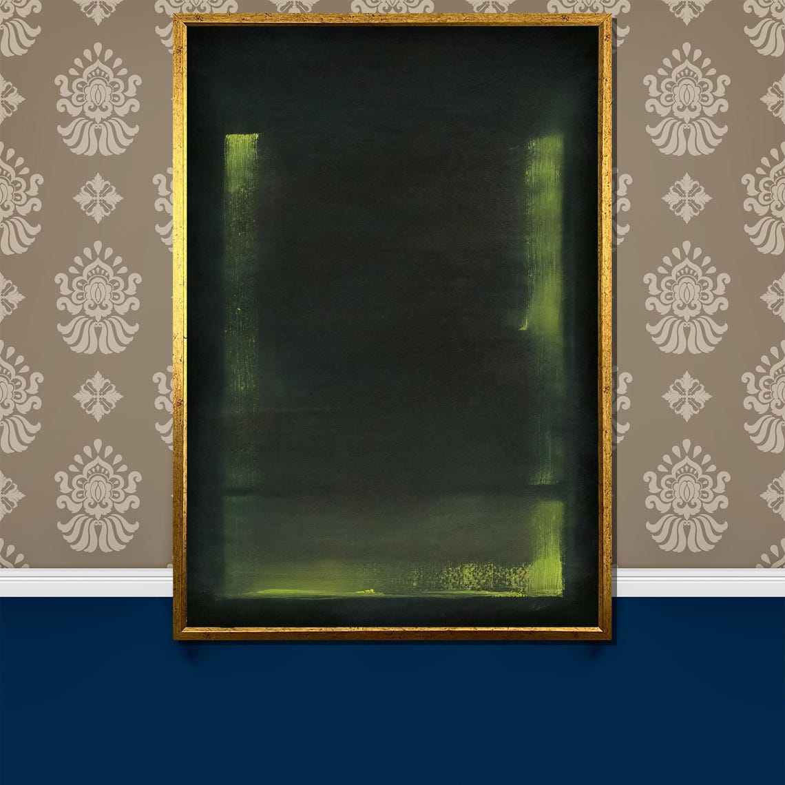 Dark Green Abstract With Subtle Lime Highlights Minimalist Wall Poster