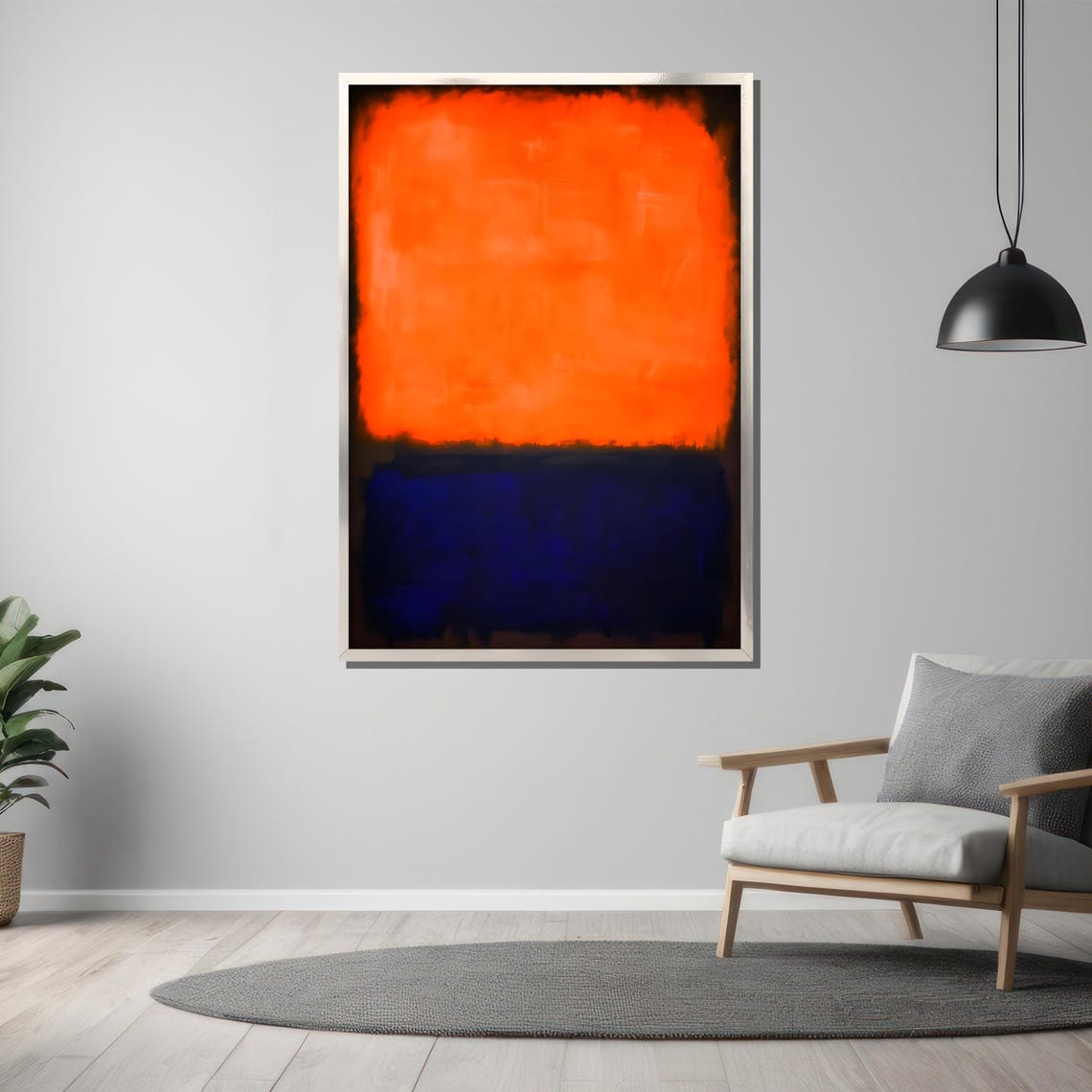 Vibrant Mark Rothko Painting Bold Orange And Deep Blue Color Blocks For Unique Home Decor Gift - Image 3