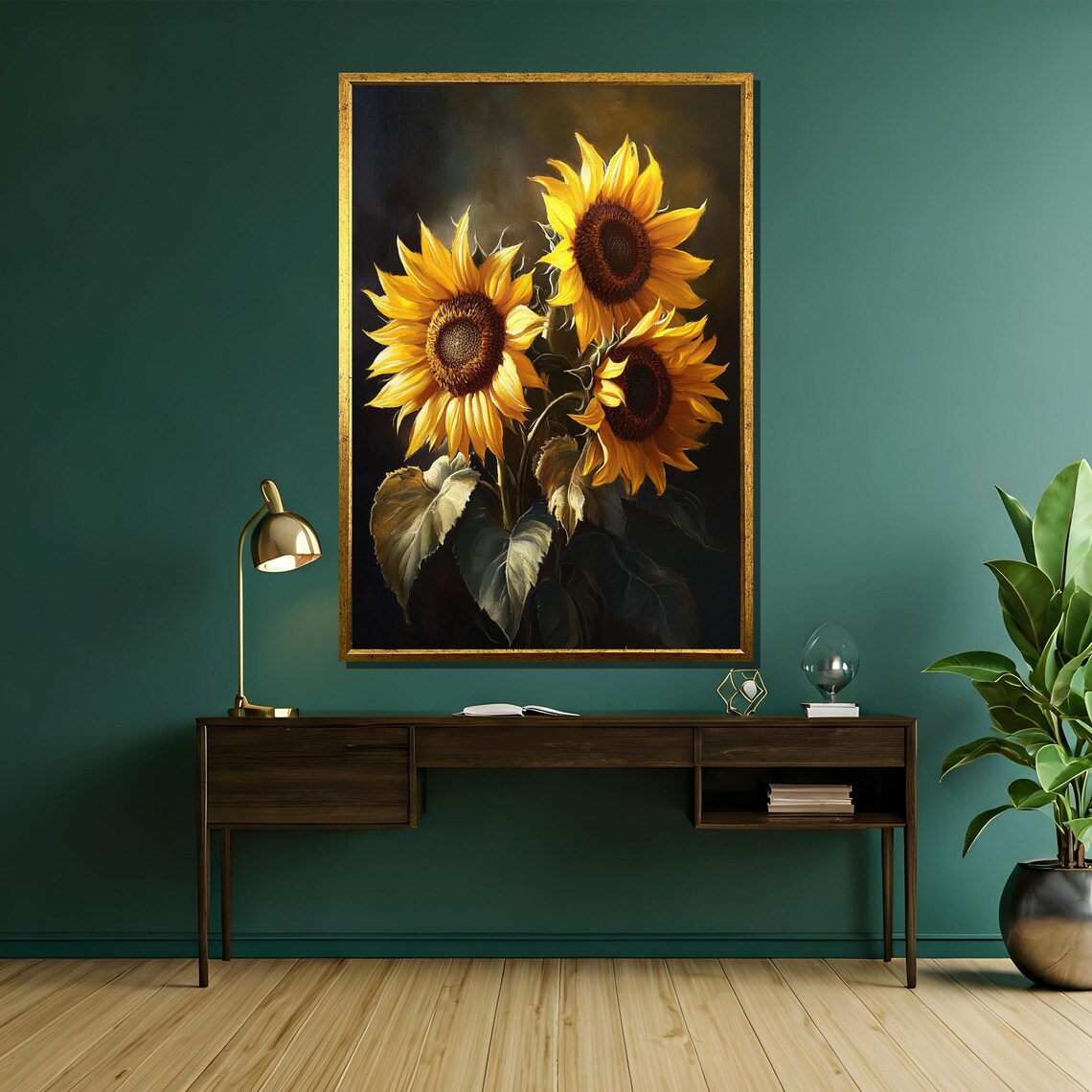 Sunflower Trio Art Print, Yellow Floral Nature Decor - Image 5