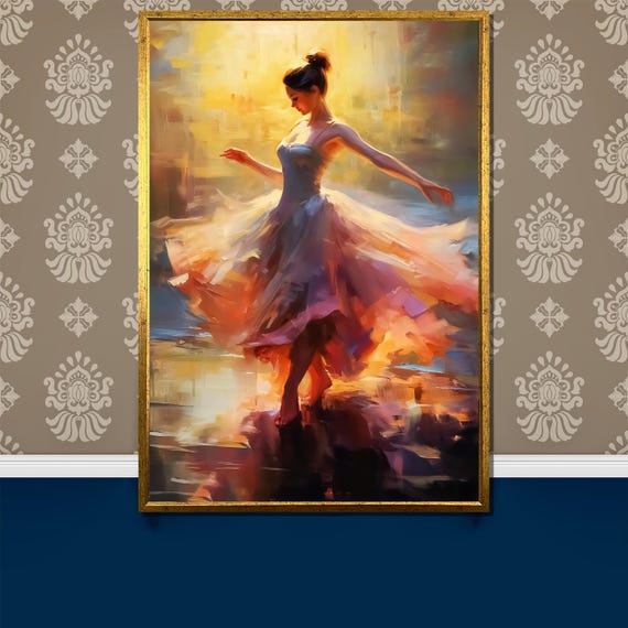 Radiant Ballerina Painting Graceful Dance In Sunlight Wall Art Gift For Elegant Home And Dance Lovers
