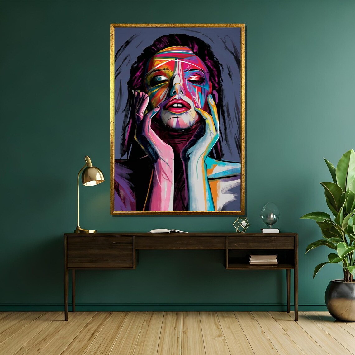 Neon Rainbow Woman Face Electric Pop Portrait Style Art Poster - Image 5