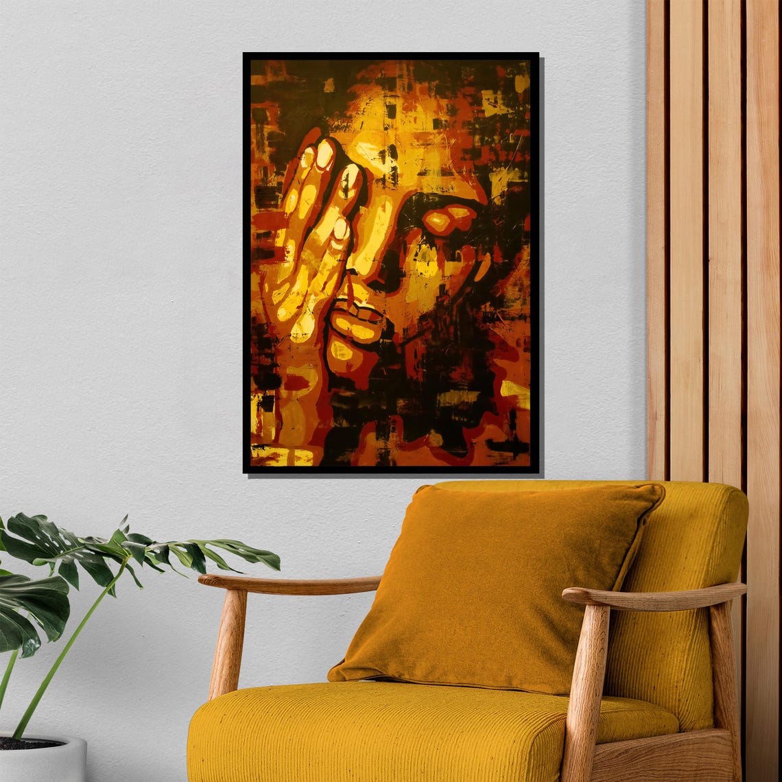 Abstract Expressionist Face In Warm Tones Painting Bold And Emotional Wall Decor Unique Gift For Art Lovers - Image 4