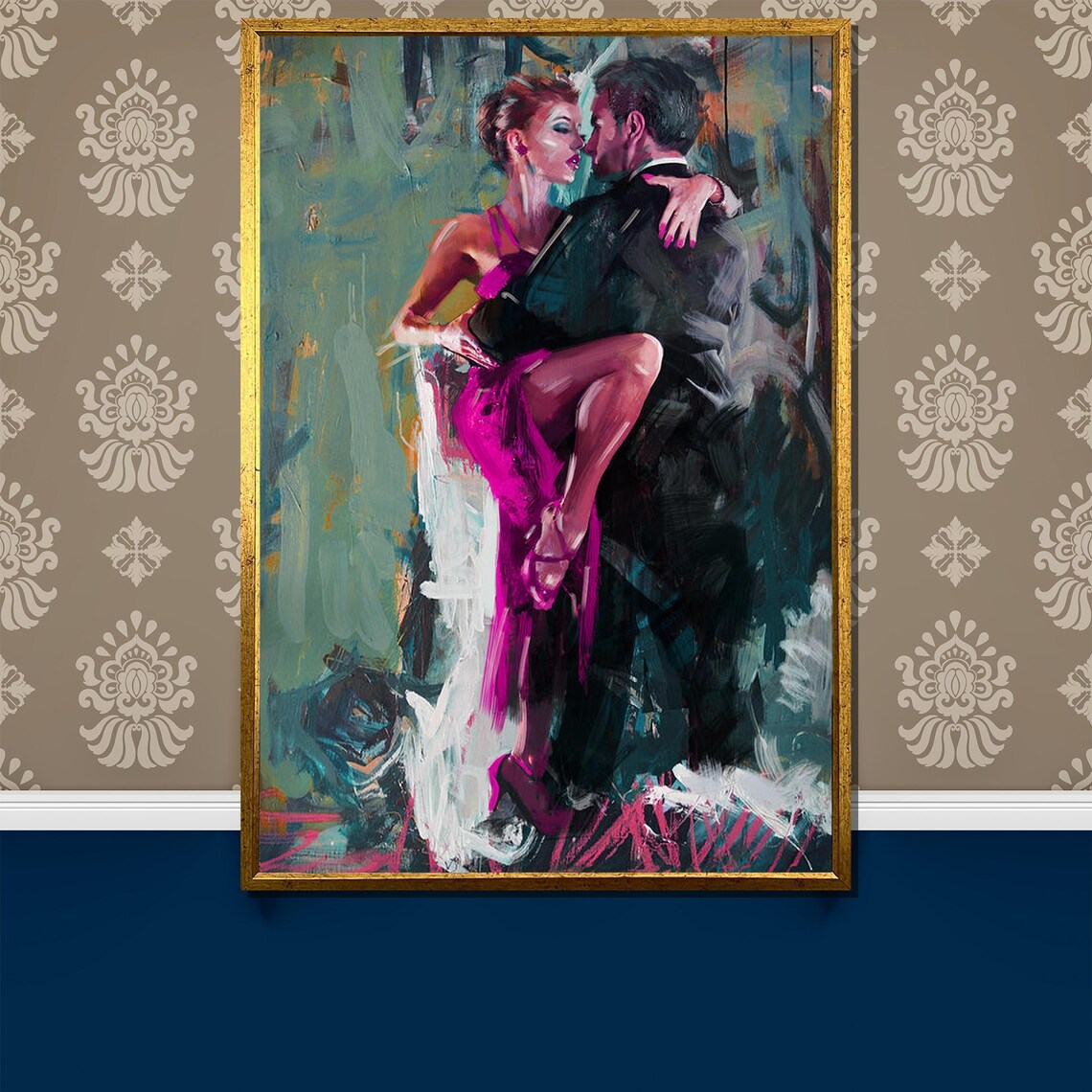 Elegant Tango Couple Painting, Modern Dance Art Print
