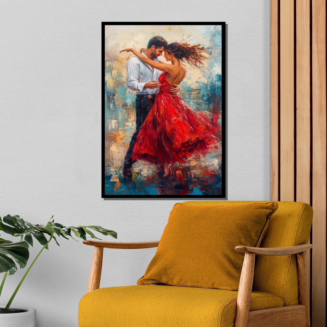 Romantic Dancing Couple In Red Dress Impressionist Art Poster - Image 4