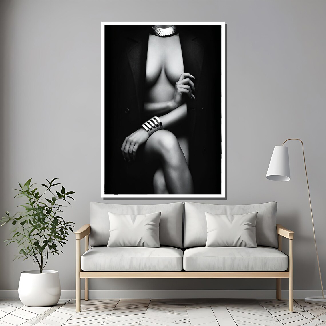 Black And White Sensual Elegance Fashion Editorial Art Poster - Image 2