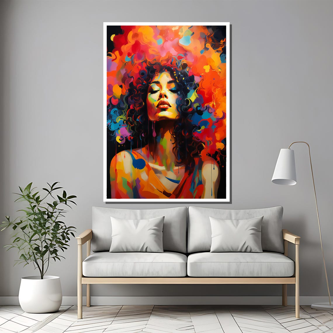 Vibrant Expression Painting Bold And Colorful Portrait Gift For Art Enthusiasts And Modern Home Decor - Image 2