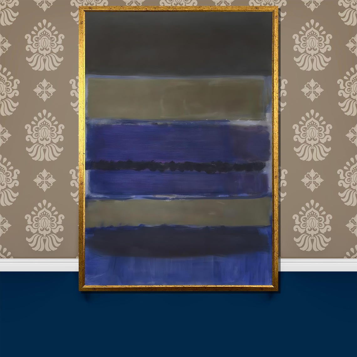 Rothko-Style Blue Gray Striped Color-Field Abstract Art Poster