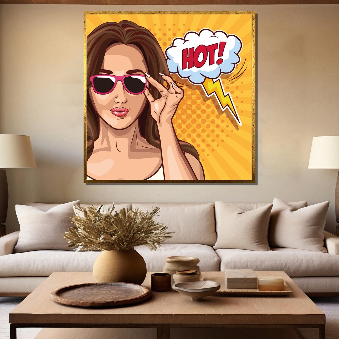 Pop Art Woman Hot Speech Bubble With Pink Sunglasses Style Poster - Image 5