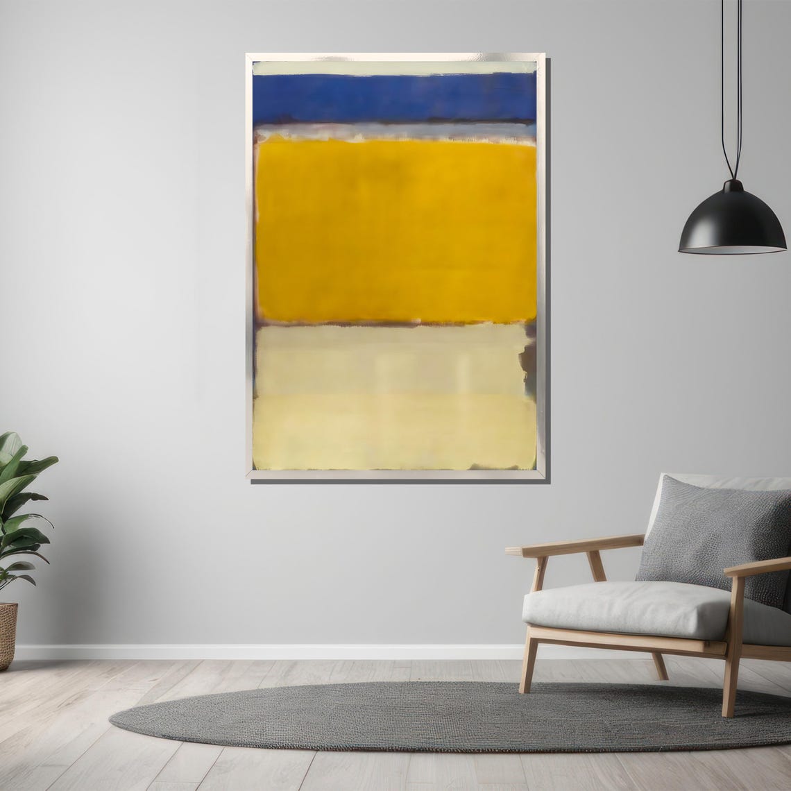 Rothko Style Blue Yellow And Cream Color Field Abstract Poster - Image 3