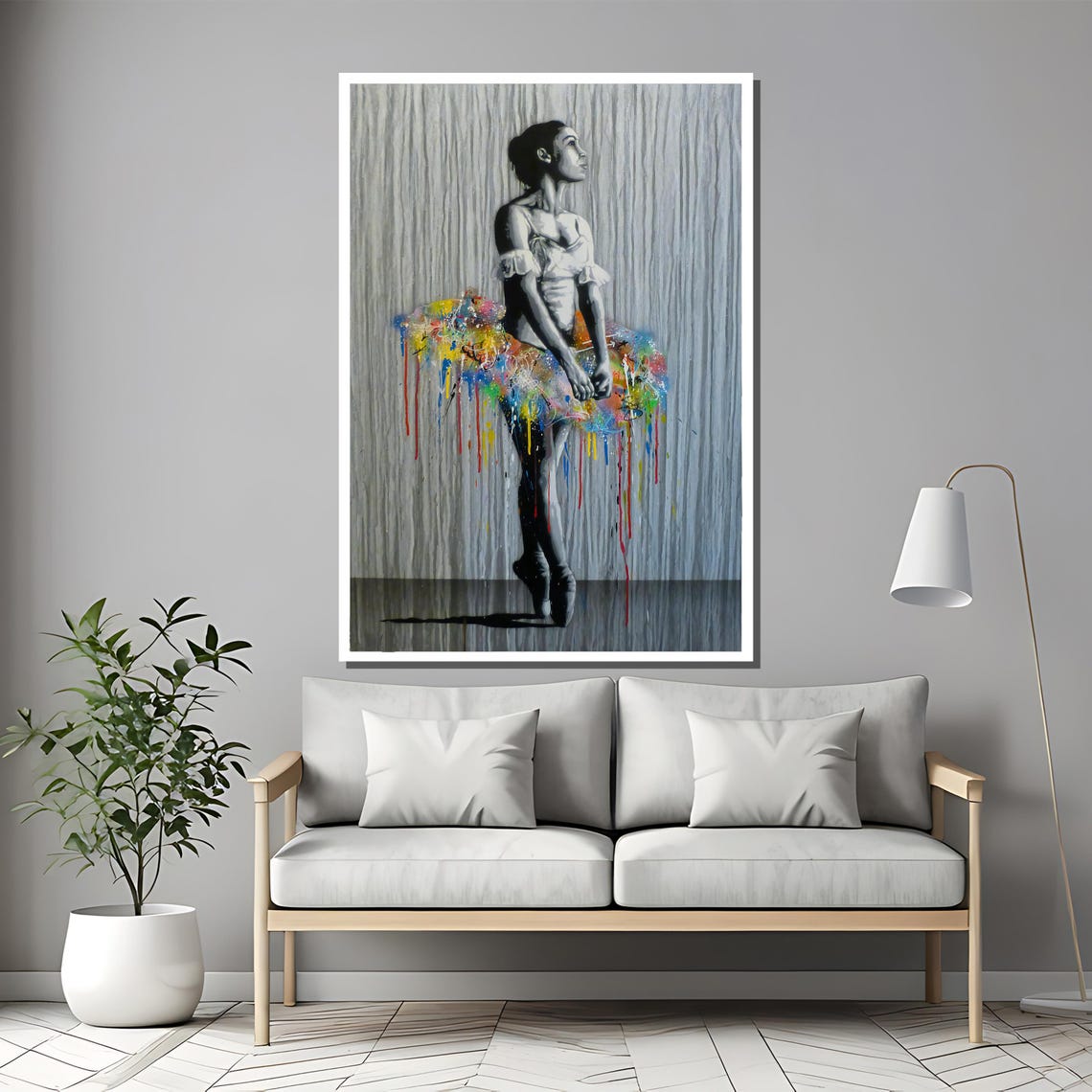 Ballerina Paint Splatter Tutu Black White Dance Studio Poster - Image 2
