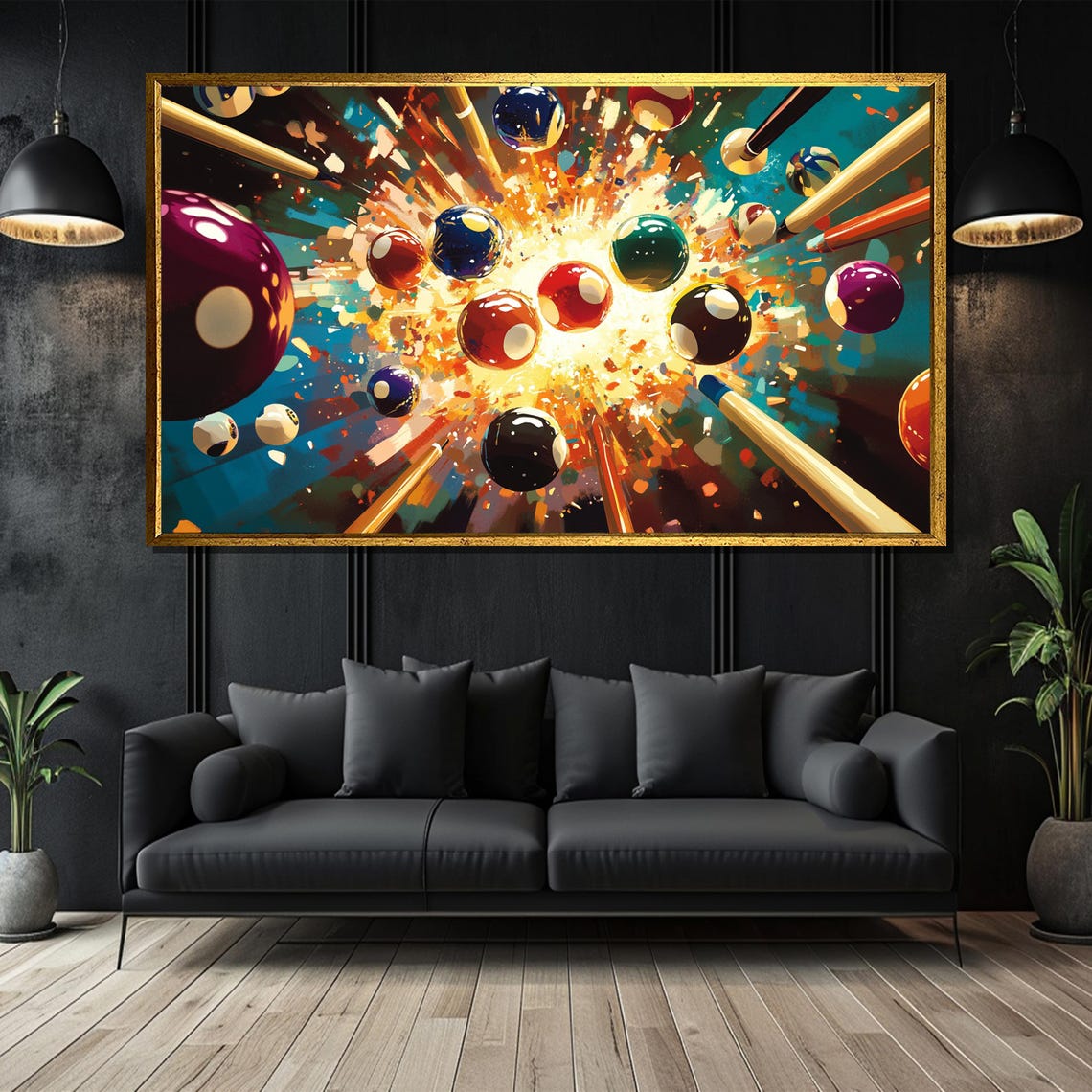 Colorful Billiard Break Burst in Dynamic Pop Artwork Wall Poster