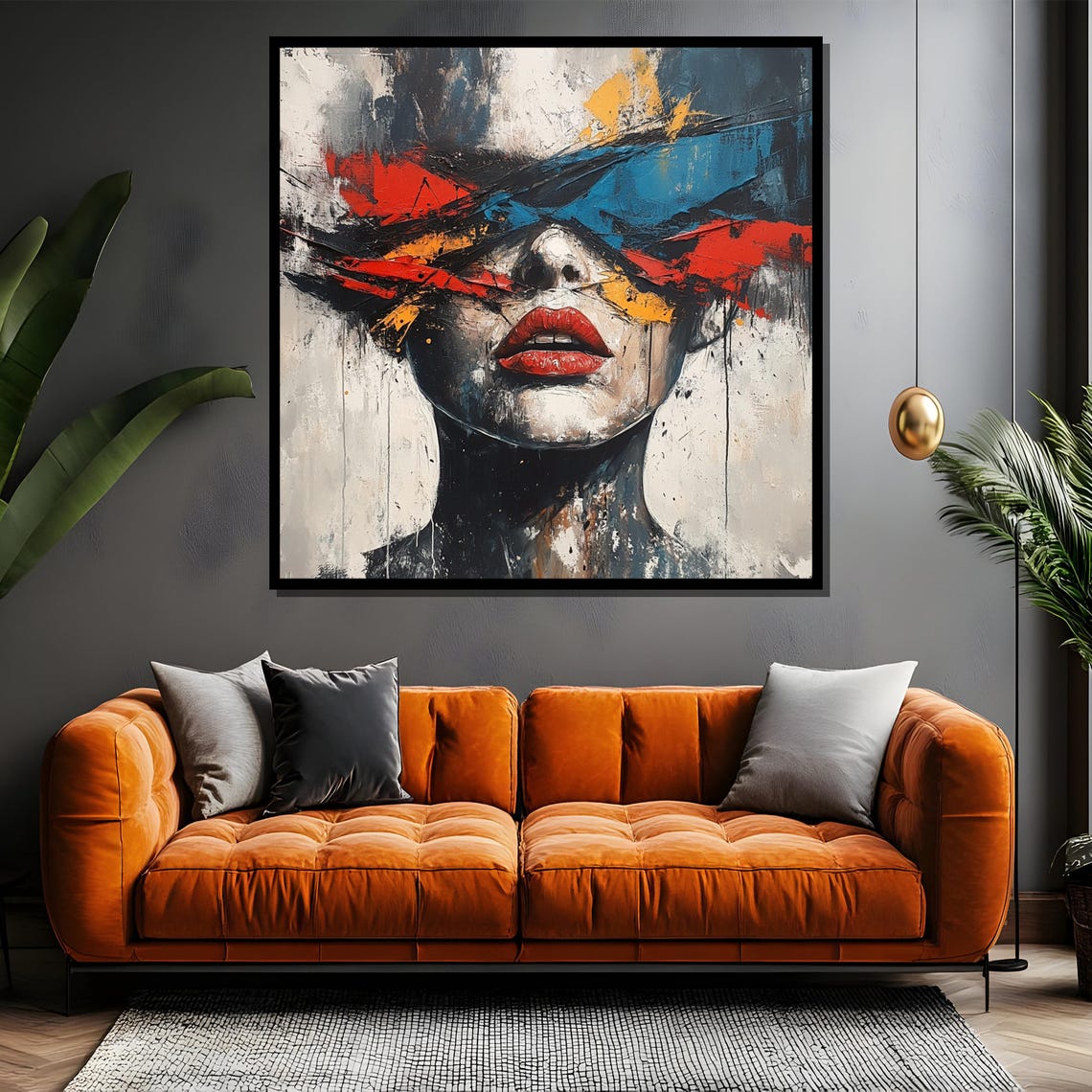 Abstract Woman Face Red Lips Bold Brushstroke Portrait Poster - Image 5