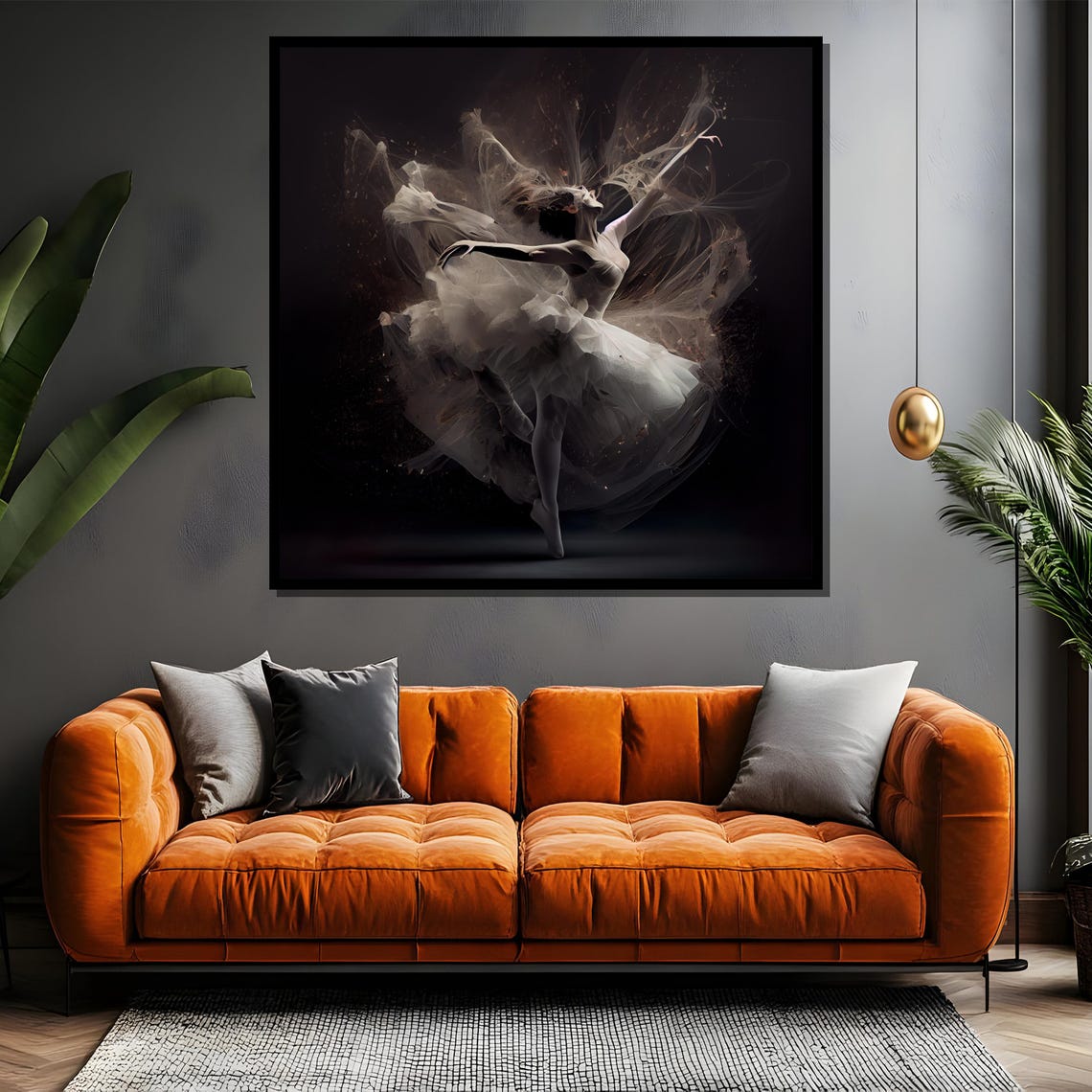Ethereal Ballerina in Smoky Dark Tones Dramatic Dance Art Poster - Image 4