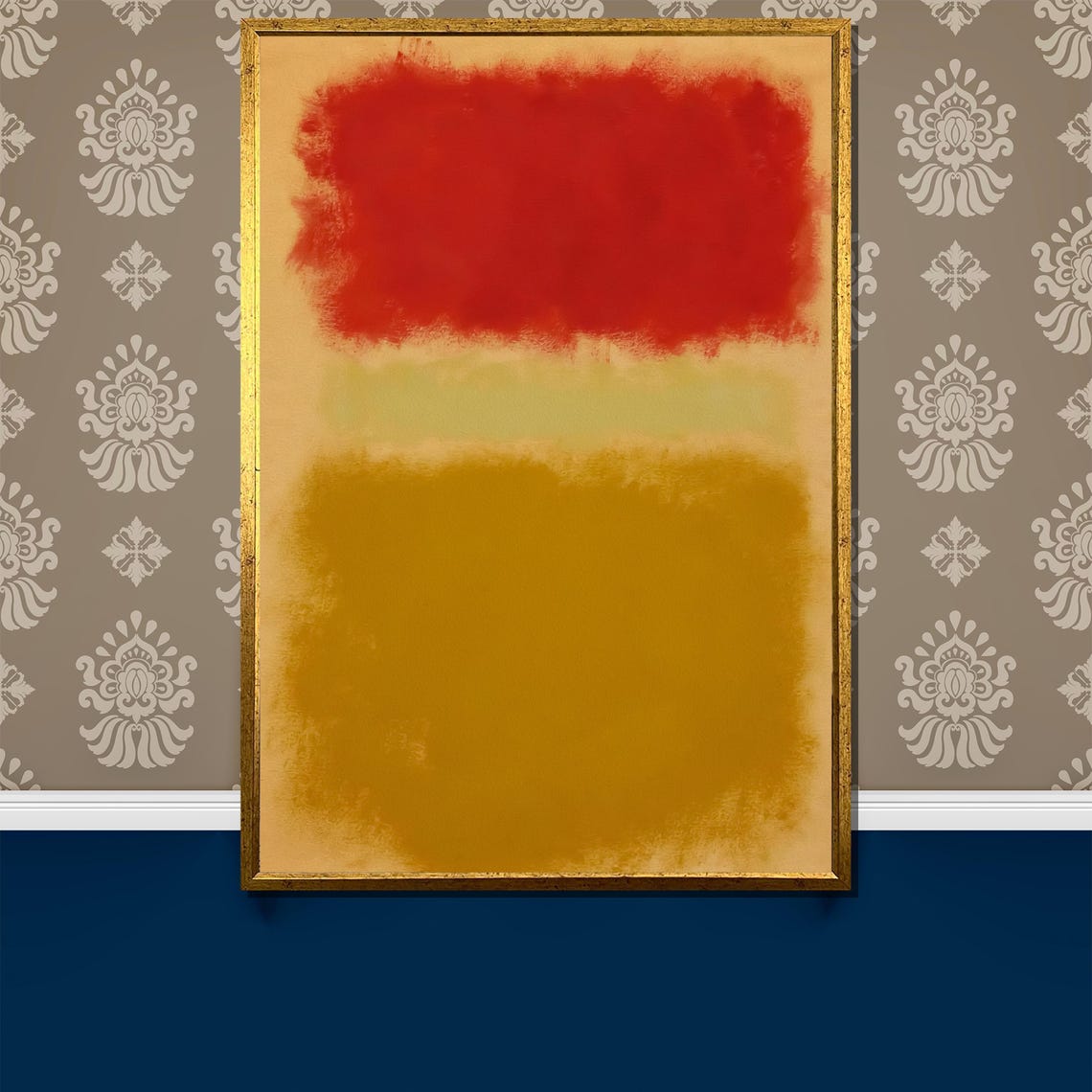 Bold Crimson Red And Golden Mustard Warm Color Block Art Poster