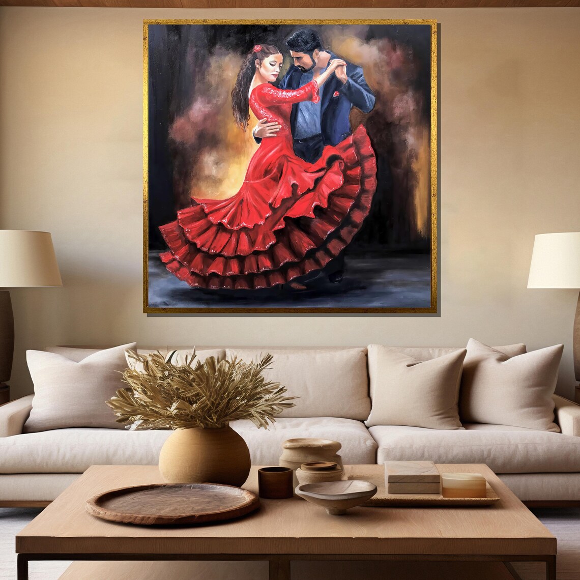 Flamenco Dancers In Red Dress Passionate Spanish Dance Painting Poster - Image 5