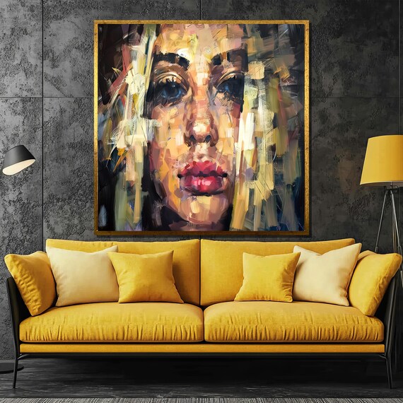 Abstract Blonde Woman Portrait with Bold Impasto Brushwork Poster