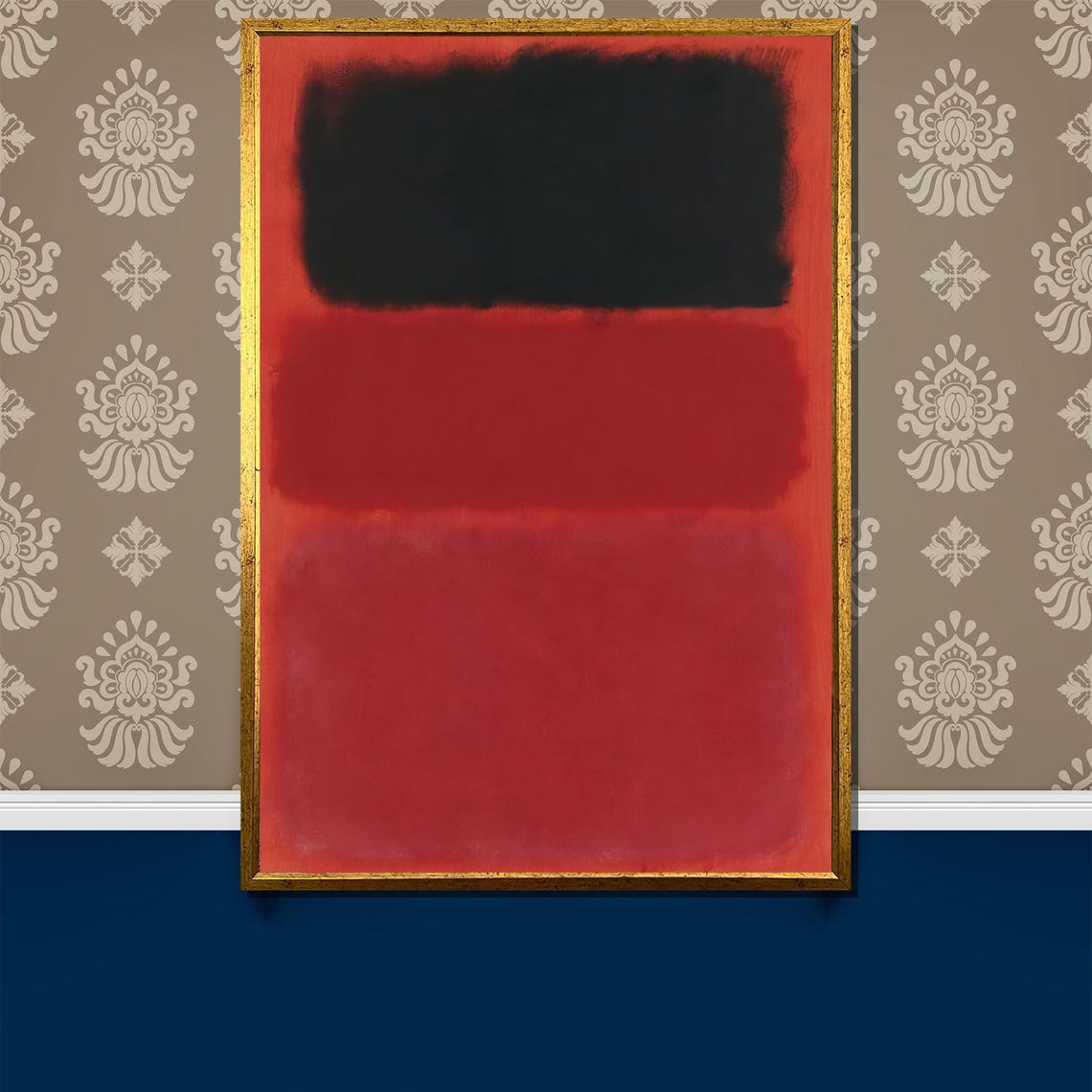 Striking Mark Rothko Style Painting Bold Red And Black Abstract Art For A Modern Home Decor Gift
