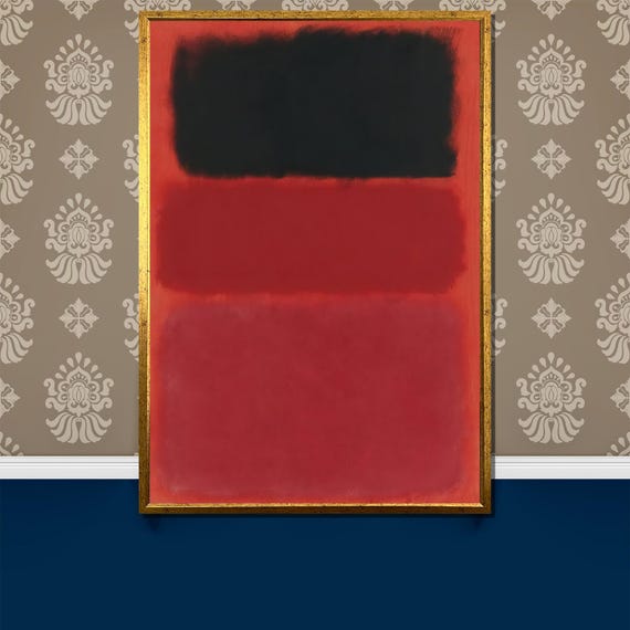 Striking Mark Rothko Style Painting Bold Red And Black Abstract Art For A Modern Home Decor Gift
