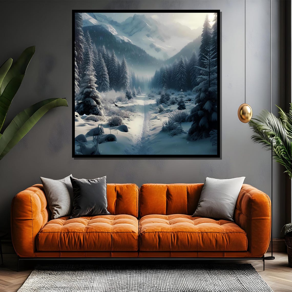 Snowy Mountain Forest Path Winter Wonderland Scenic Elegant Poster - Image 4