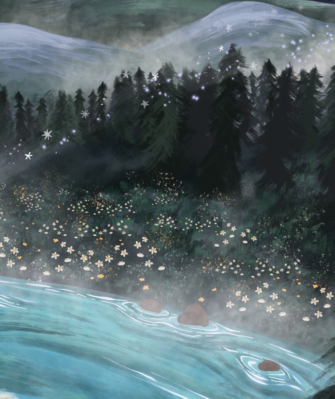 Wild Wolf Woman Gaia Celestial Folk Art Poster - Image 2