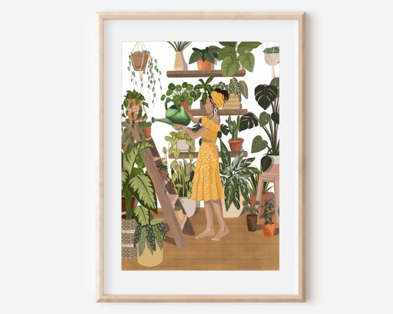 Plant Mania Houseplant Illustration Boho Art Print