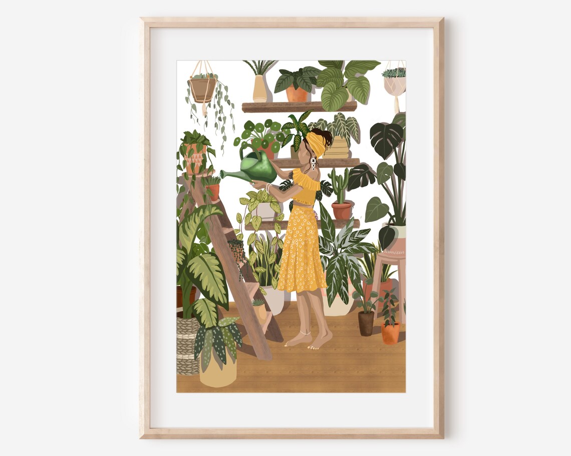 Plant Mania Houseplant Illustration Boho Art Print