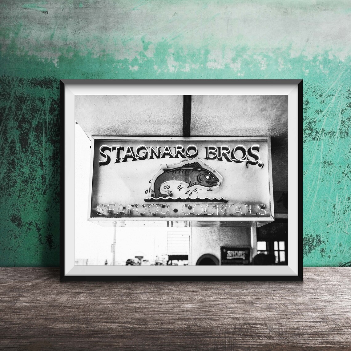 Stagnaro Bros Seafood Cocktails Neon Fish Sign Photography Poster - Image 2