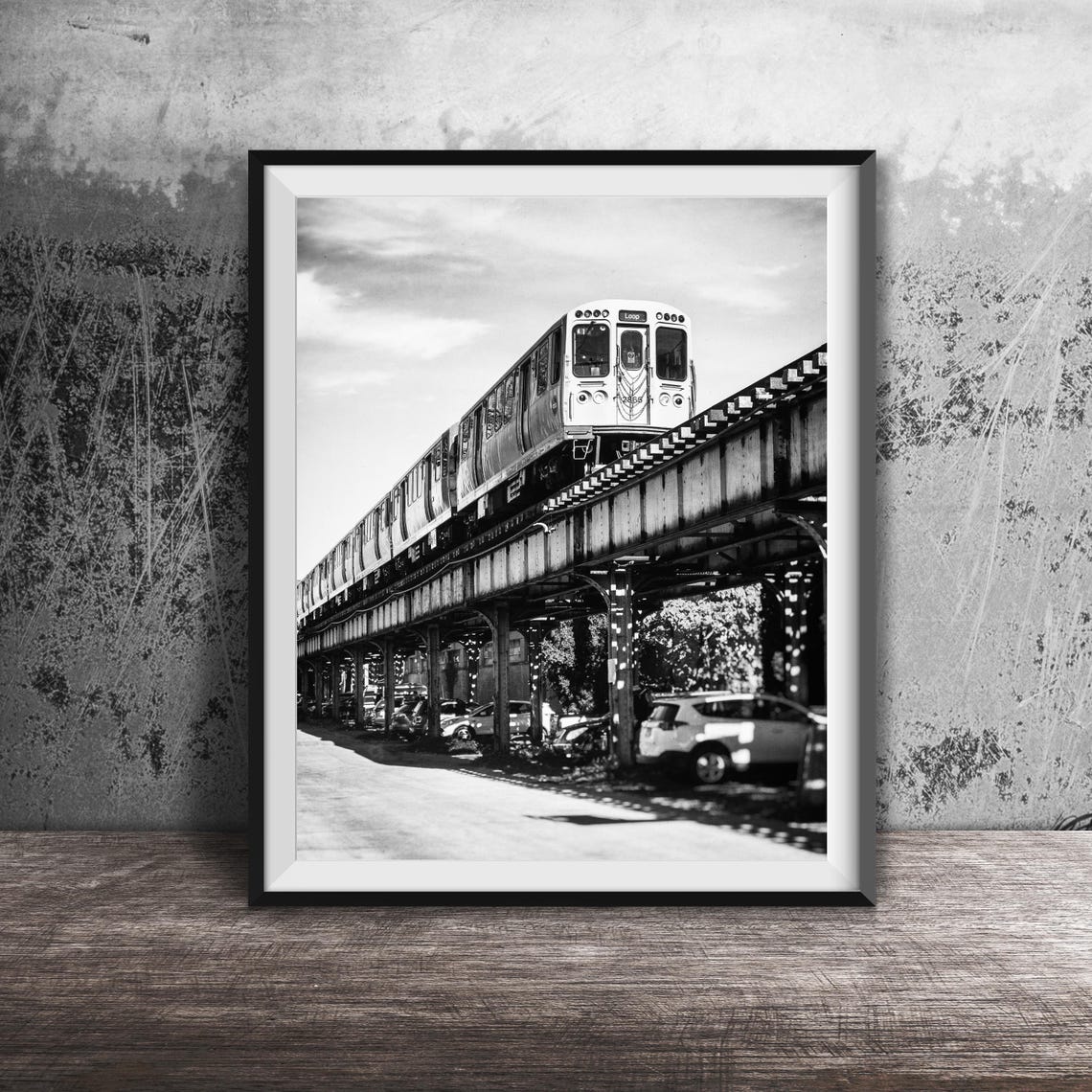 Chicago Elevated Train on Rusty Tracks City Alley Day Poster - Image 2