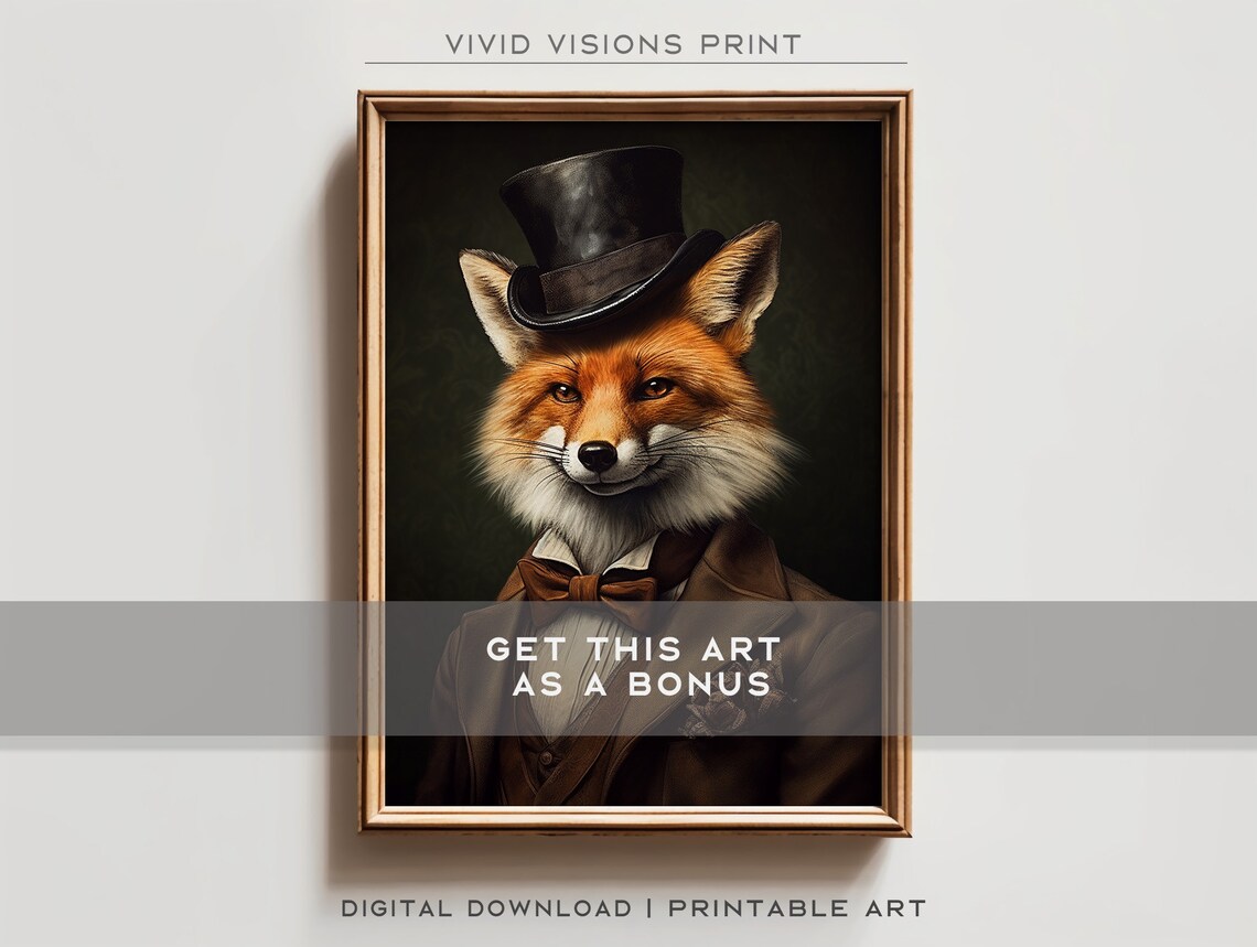 Victorian Stag Deer Portrait, Gothic Art Print - Image 2