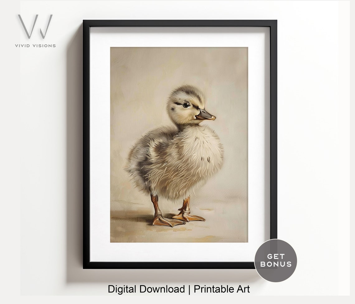 Baby Mallard Duck Woodland Animal Art Farm Animal Nursery Art Farm Nursery Decor Kids Art Baby Room Art Download 1229
