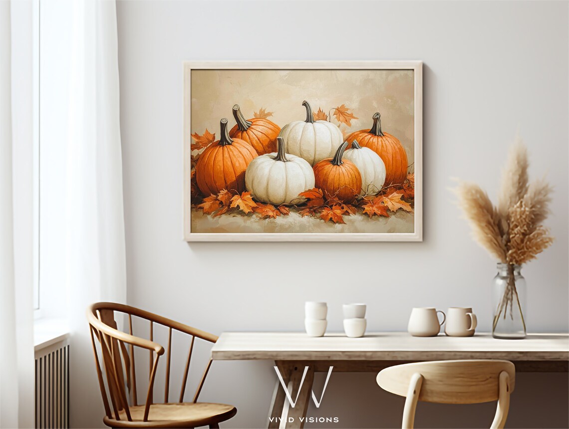 Orange And White Pumpkin Autumn Harvest Poster - Image 3