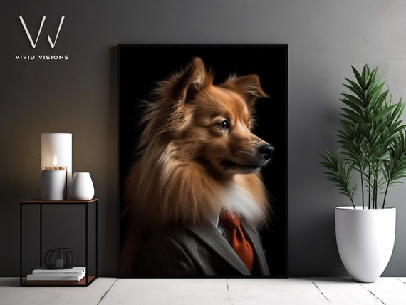 Victorian Dog Portrait Gothic Wall Art Renaissance Painting Vintage Animal Portrait Poster Artwork Unframed Art 1263