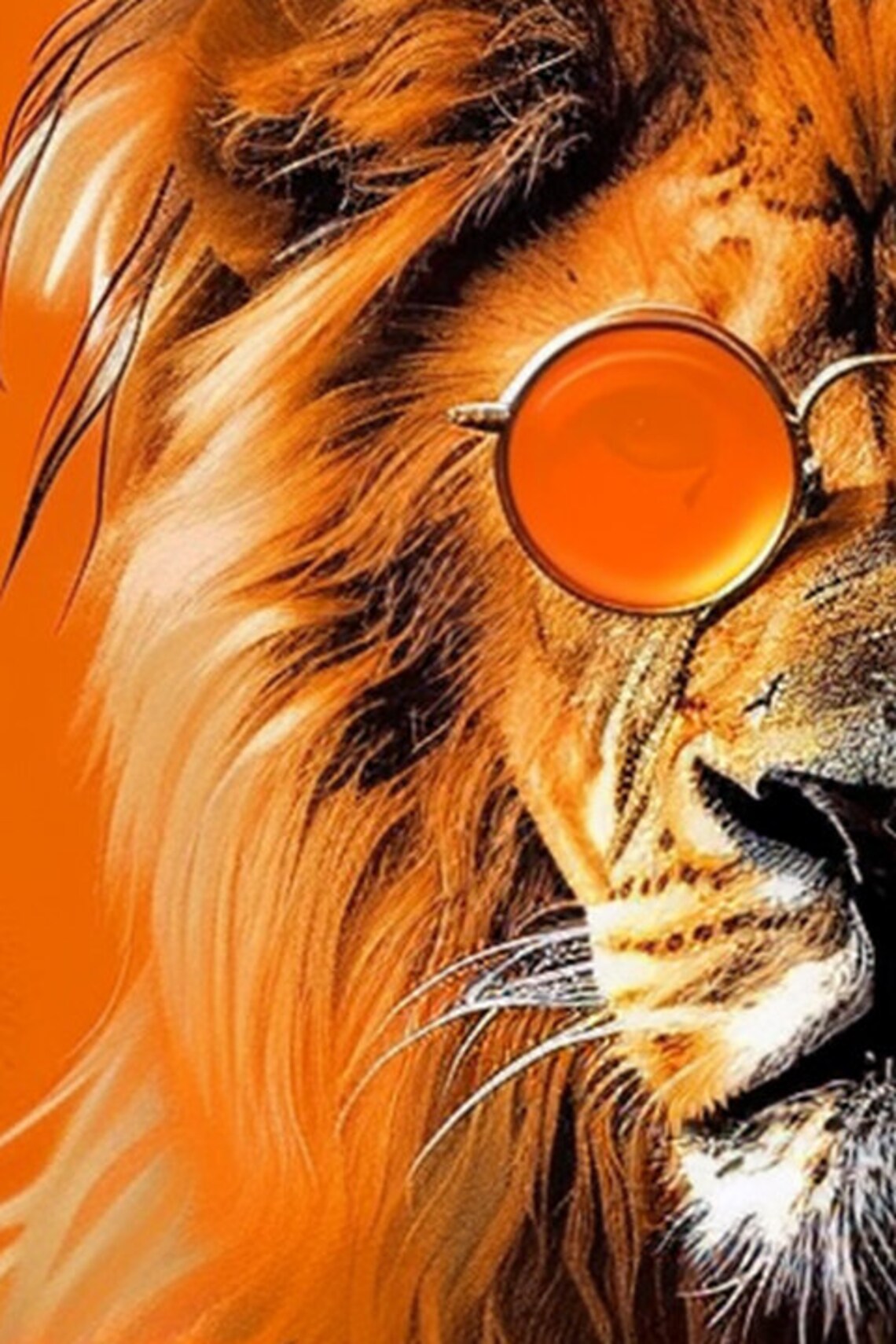 Lion in Suit with Orange Sunglasses Retro Pop Art Animal Poster - Image 2