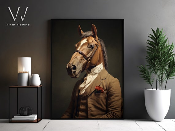 Victorian Horse Portrait Gothic Wall Art Renaissance Painting Vintage Animal Portrait Poster Artwork Unframed Art 1073