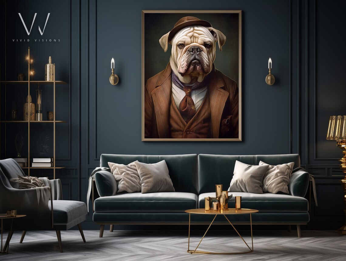English Bulldog Bowler Hat Suit Victorian Gentleman Portrait Print - Image 4
